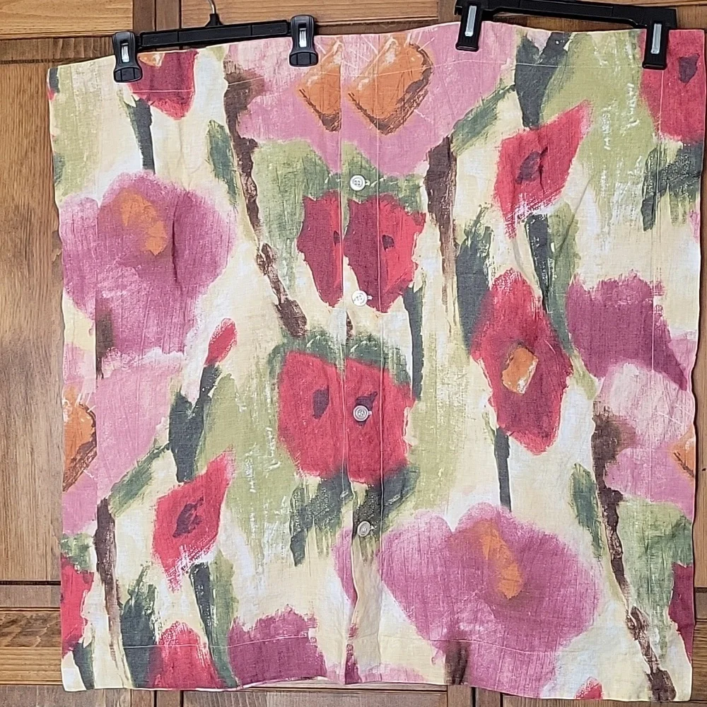 Garnet Hill NWOT Floral Linen Pillow Cover Set